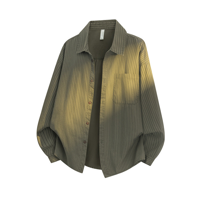 Mens Striped Cotton Shirt - 100% Cotton, Wrinkle-Free, Relaxed Fit