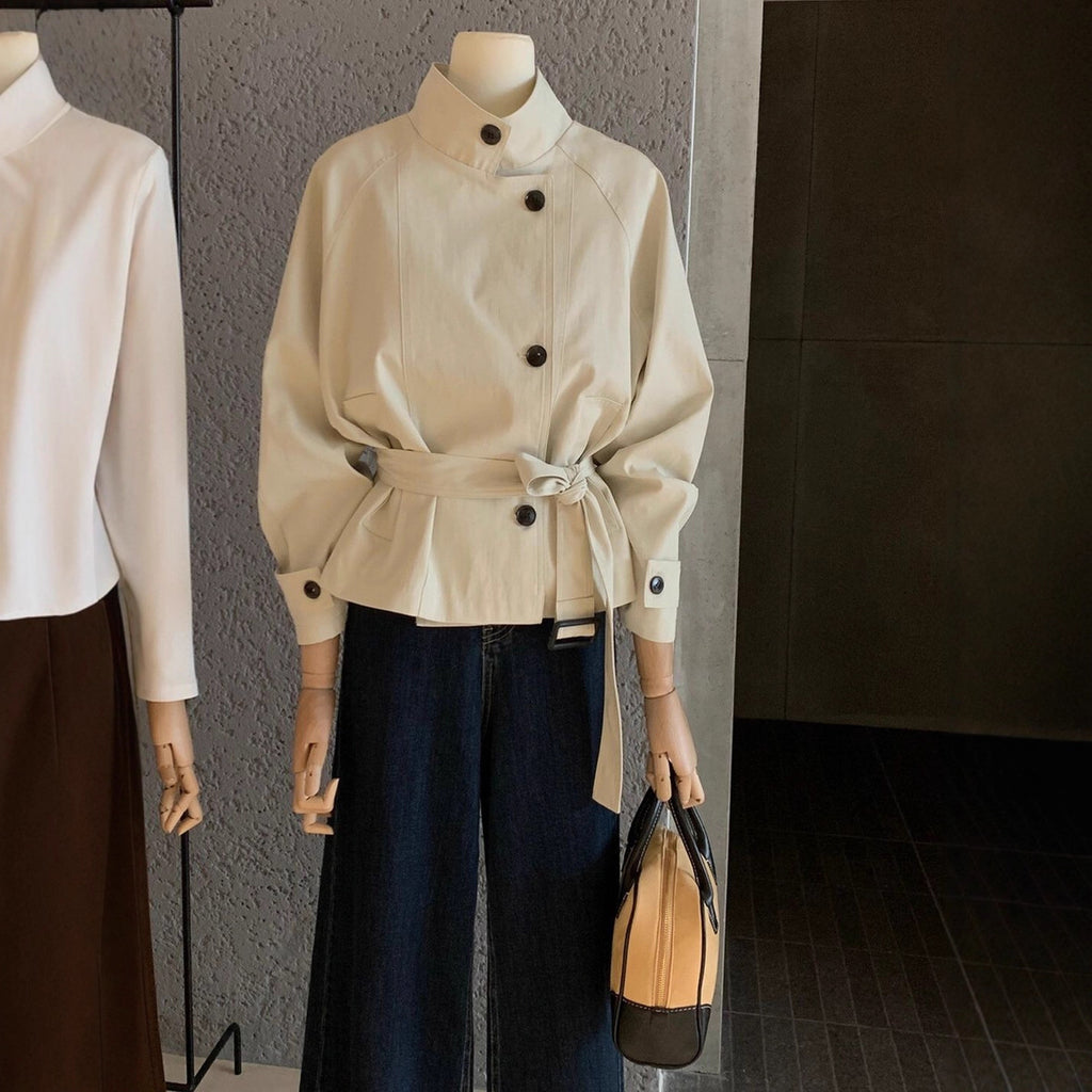 Lady's belt style versatile trench coat