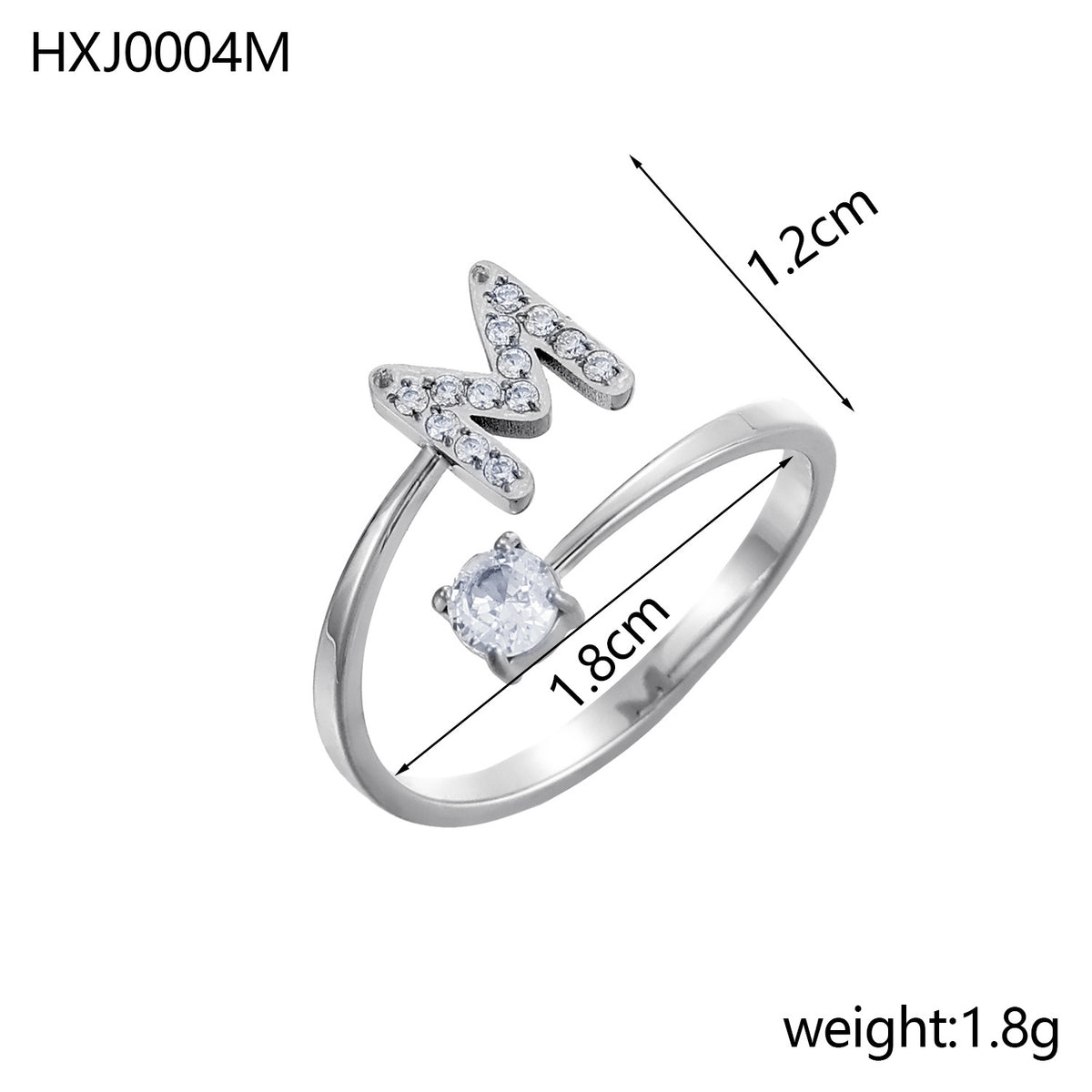 Letter Open Ring with Diamond Accents