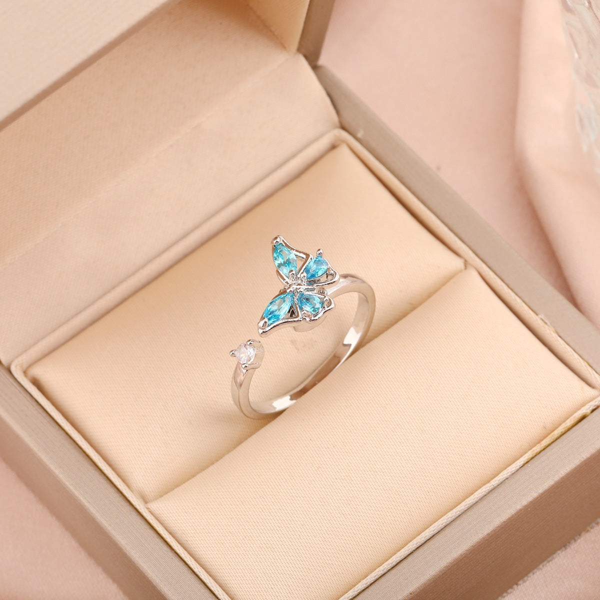 Adjustable Spinning Zircon Copper Ring
