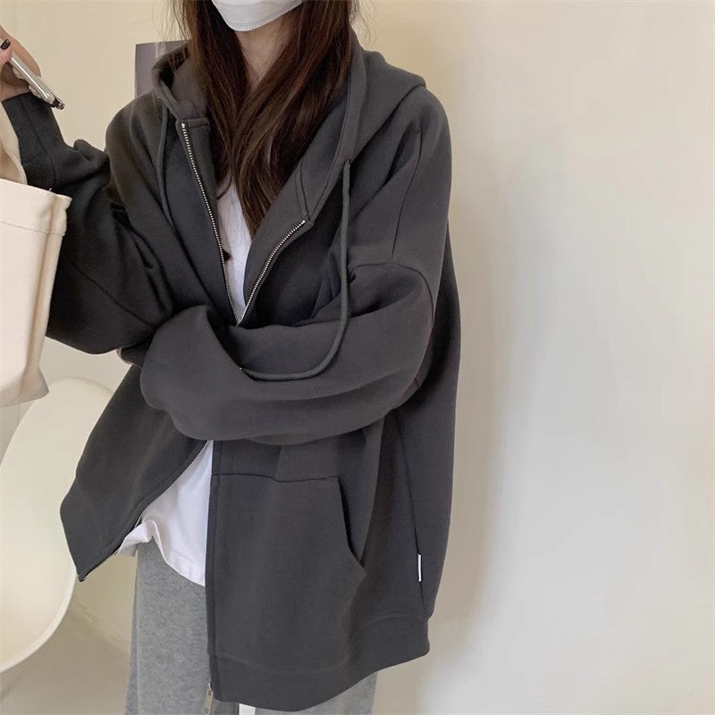 Womens Loose Fit Hooded Jacket