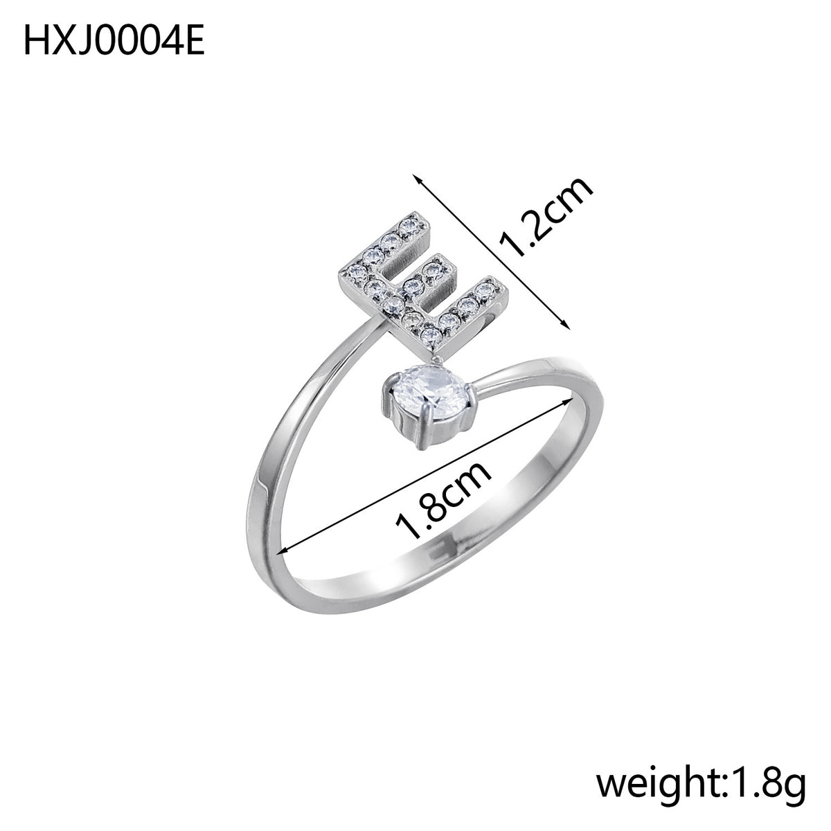 Letter Open Ring with Diamond Accents
