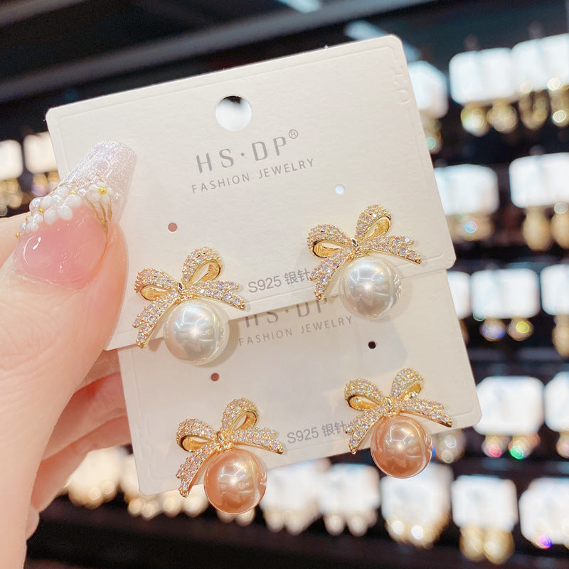 Bowknot Rhinestone Earrings for Women
