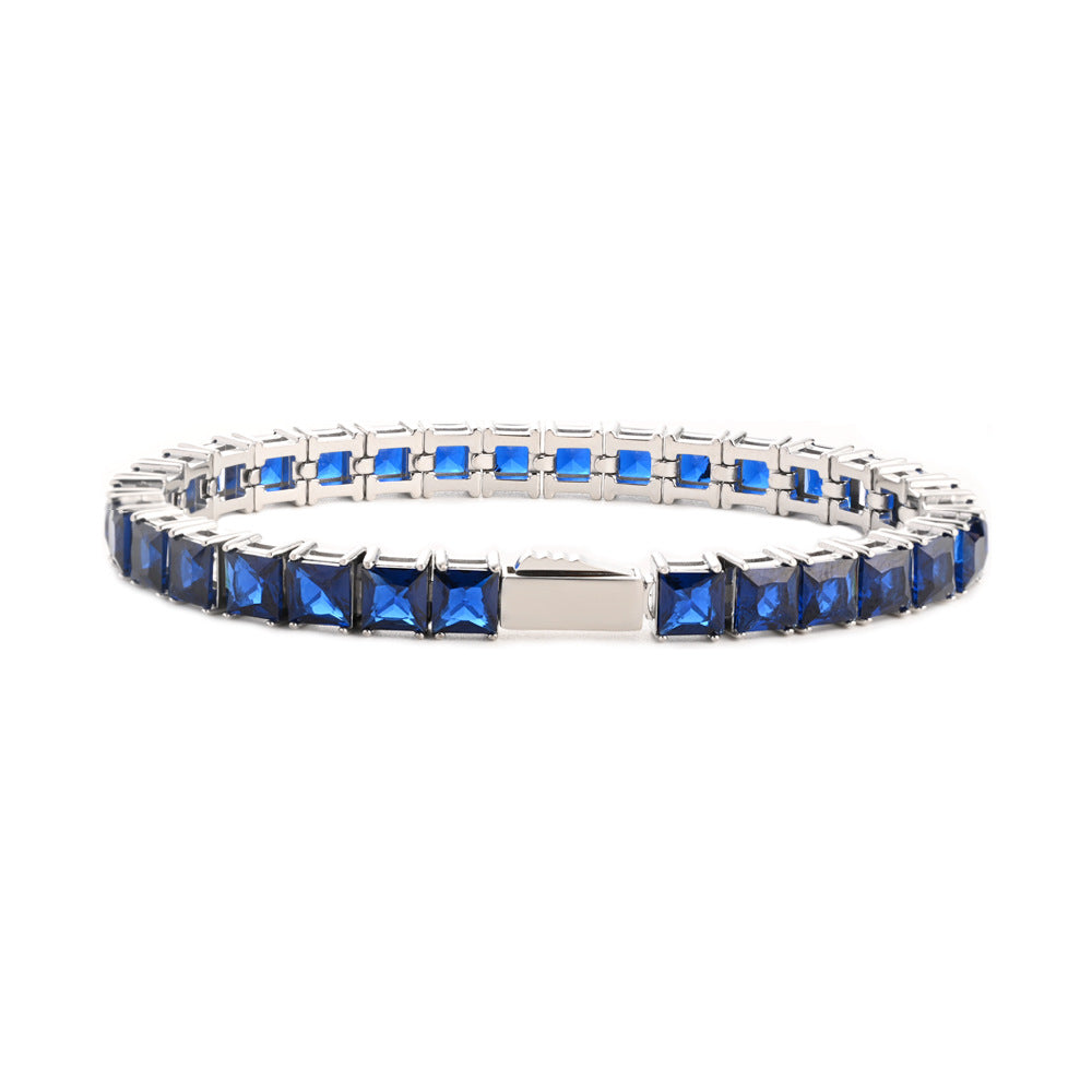 Square blue zircon tennis chain minimalist bracelet