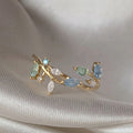 Adjustable Zircon Flower Ring with Gold Plating