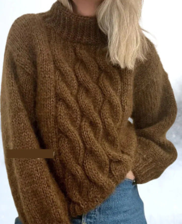 Pullover thick needle jacquard sweater women's