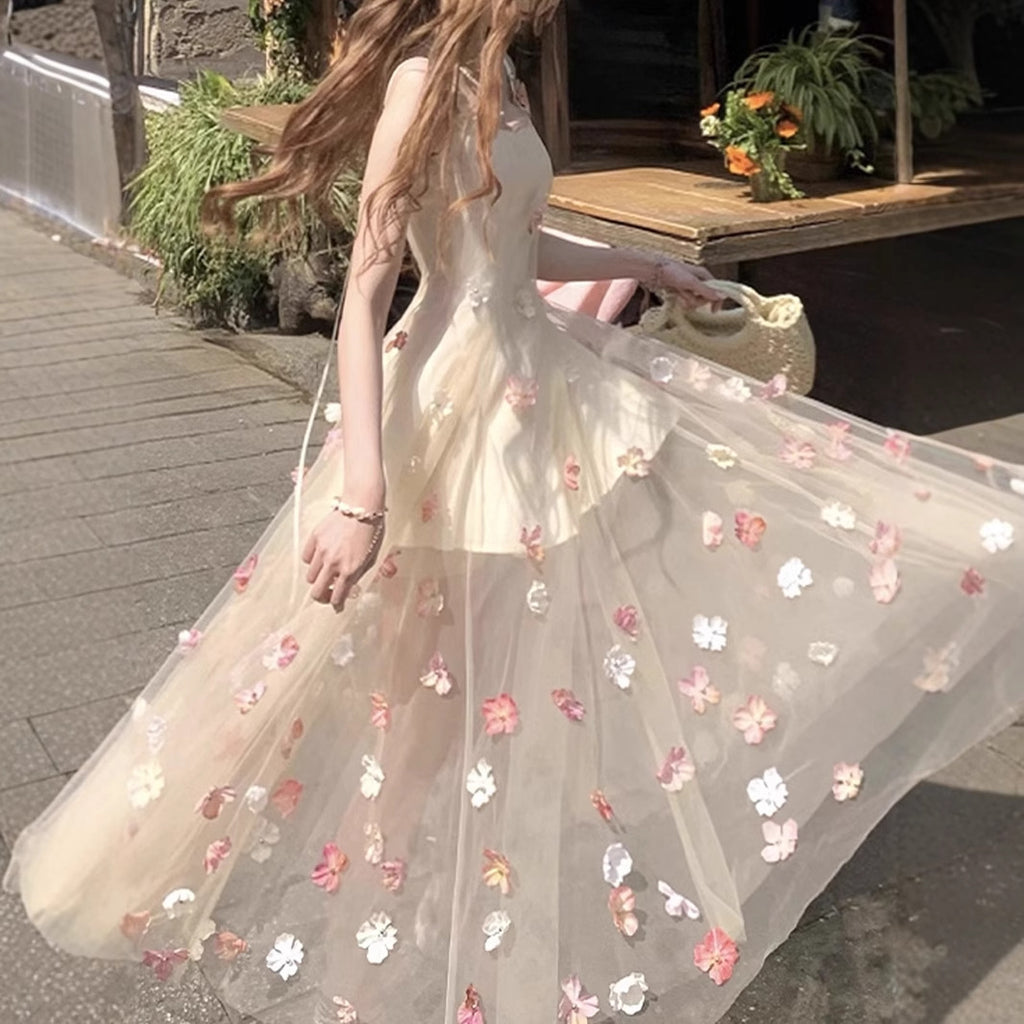Garden French Romantic Floral Sling Dress