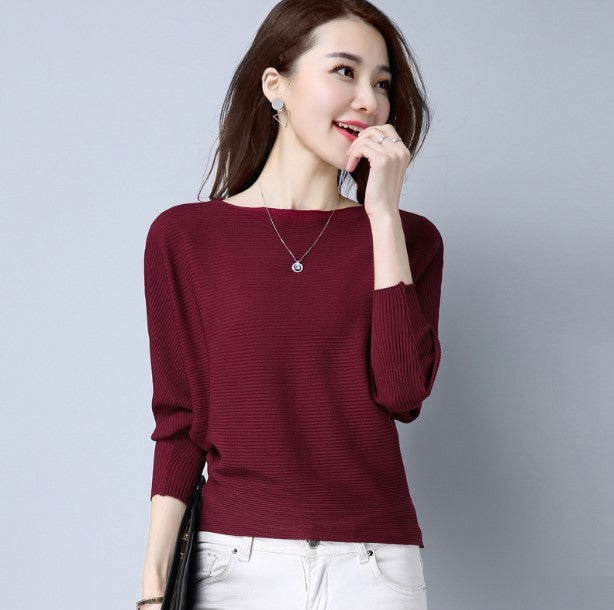 Solid Color Pullover Short Long Sleeve Knit Base Shirt