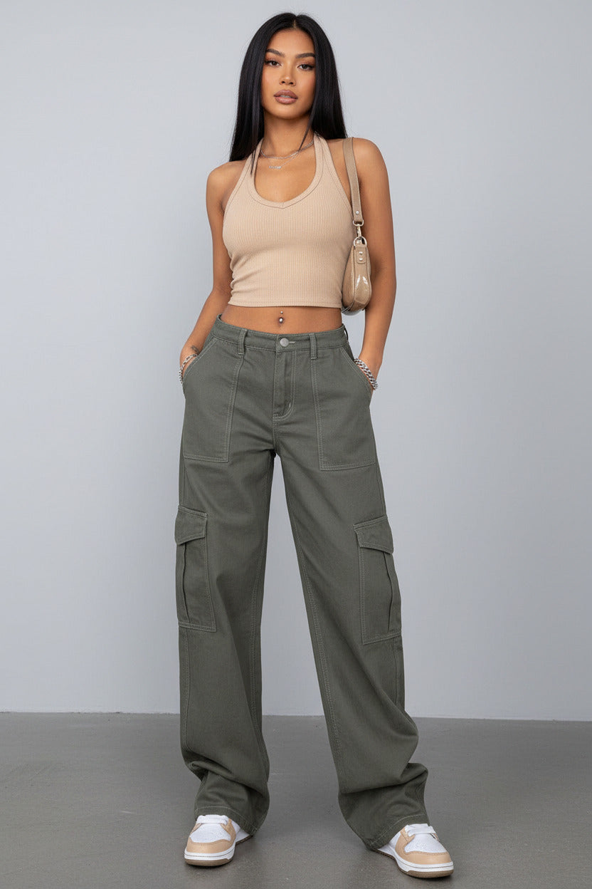 Straight Leg High Waist Denim Pants