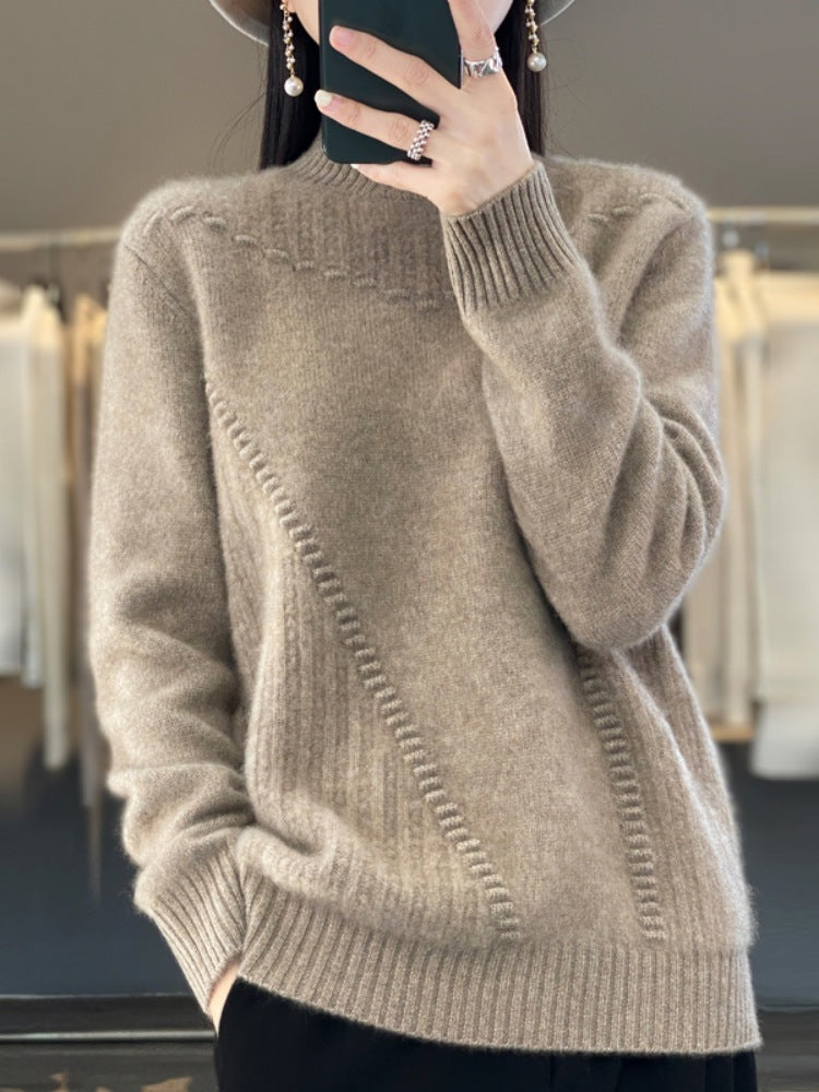 Womens Half Turtleneck Jacquard Knit Sweater
