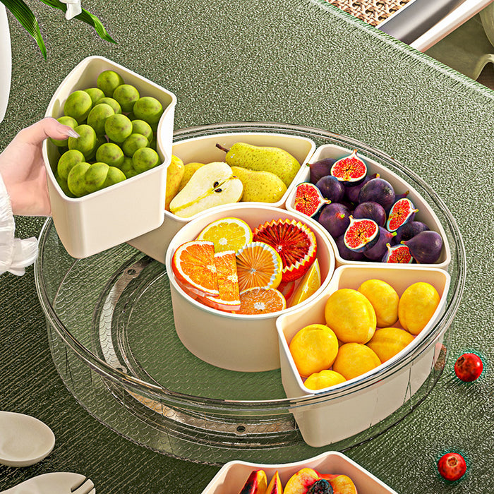 Six-Compartment Rotating Snack Box with Lid