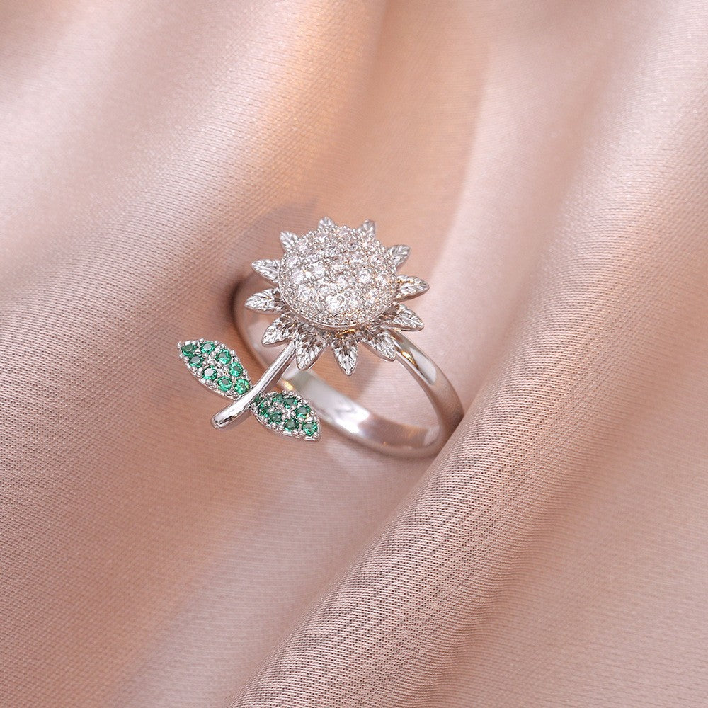 Adjustable Spinning Zircon Copper Ring