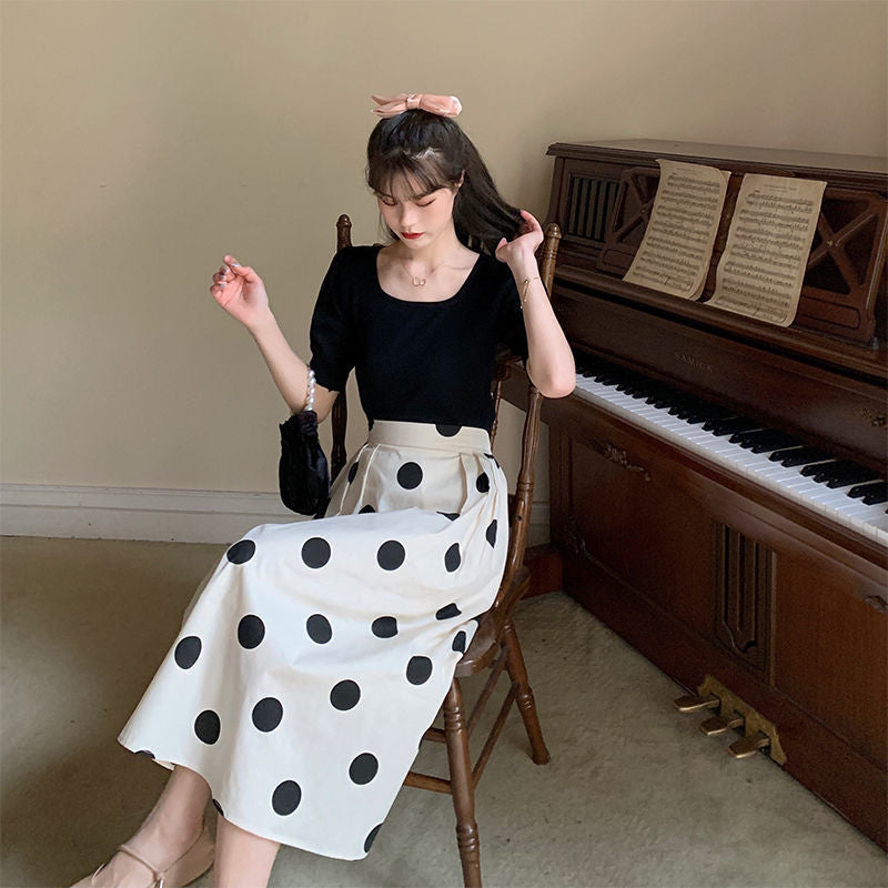 Womens Polka Dot Dress with T-shirt Set