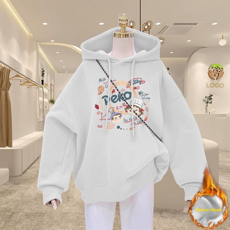 Fleece-lined and thickened sweatshirt