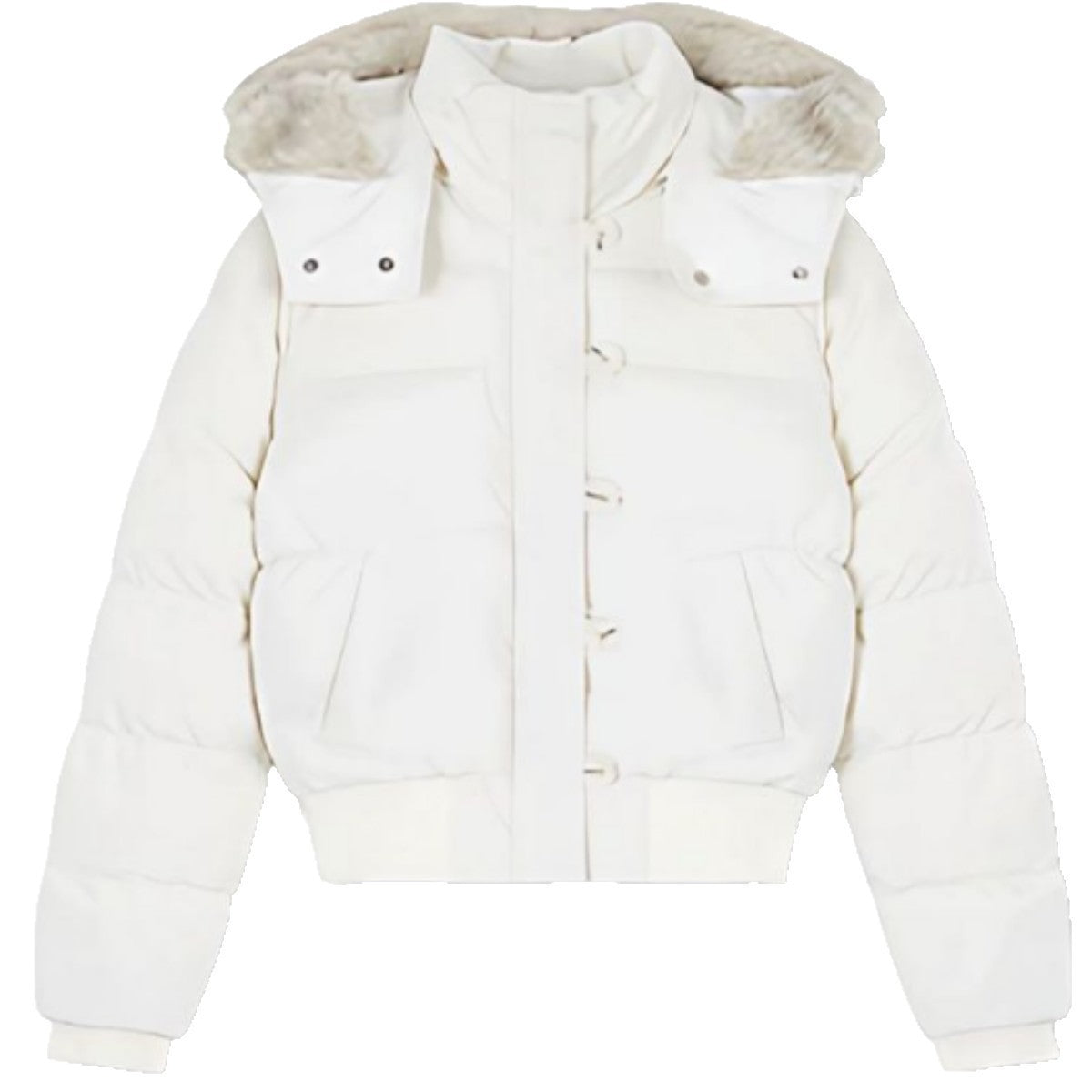 Retro long fur-lined hooded down jacket with down insulation