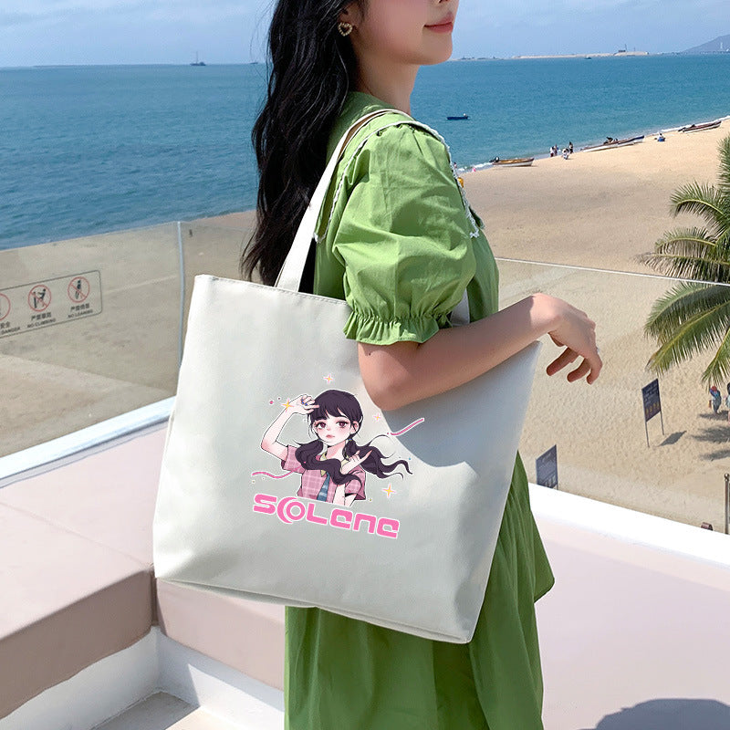 Canvas Tote Bag with Trendy Prints