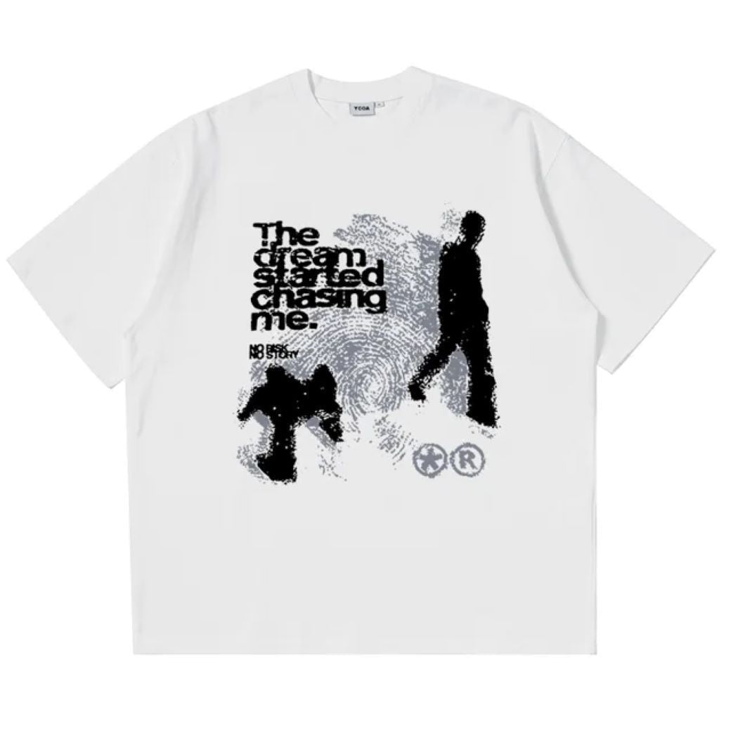 Peak T-shirt with Y2K Cartoon Shadow Print - Cotton Comfort