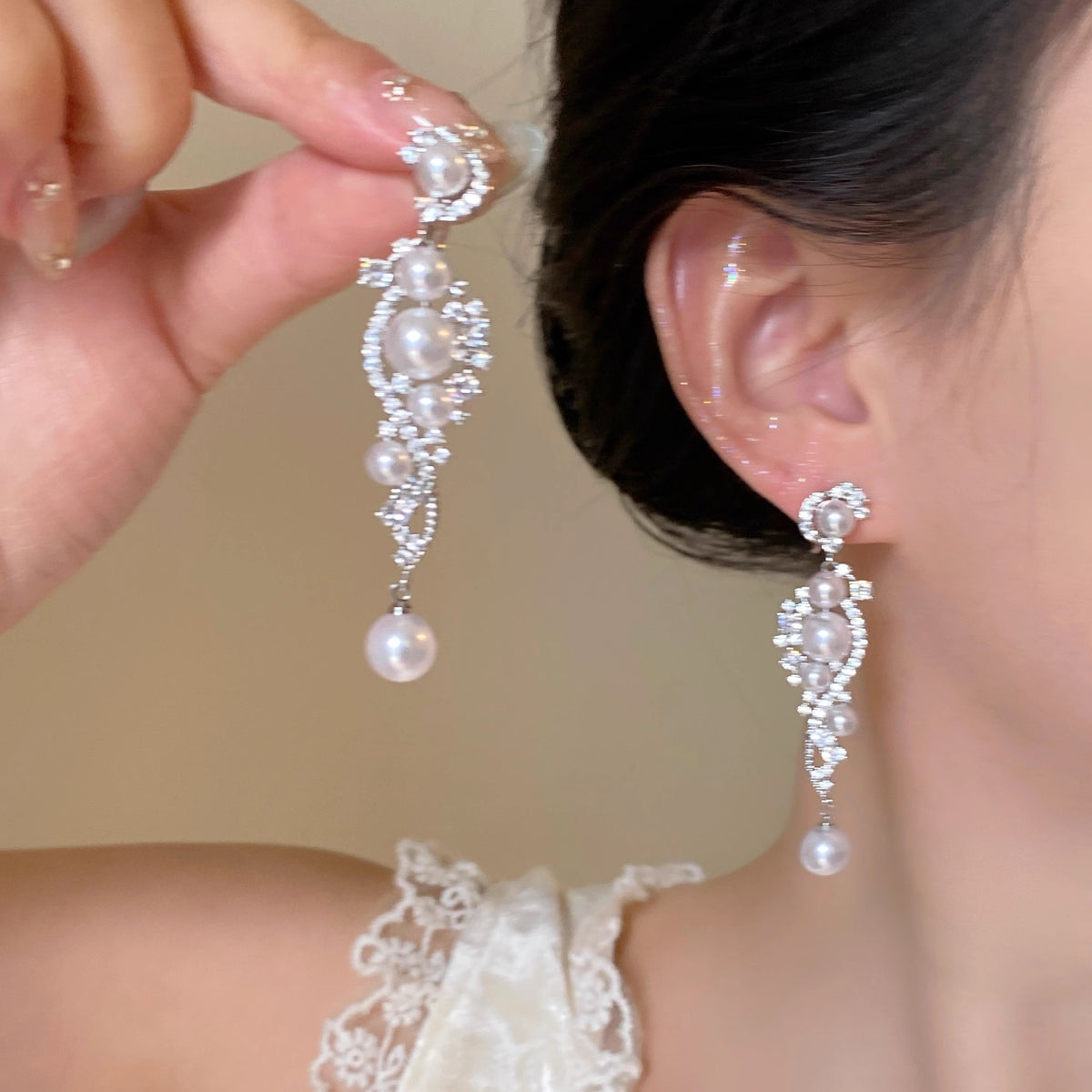 Pearl Geometric Earrings