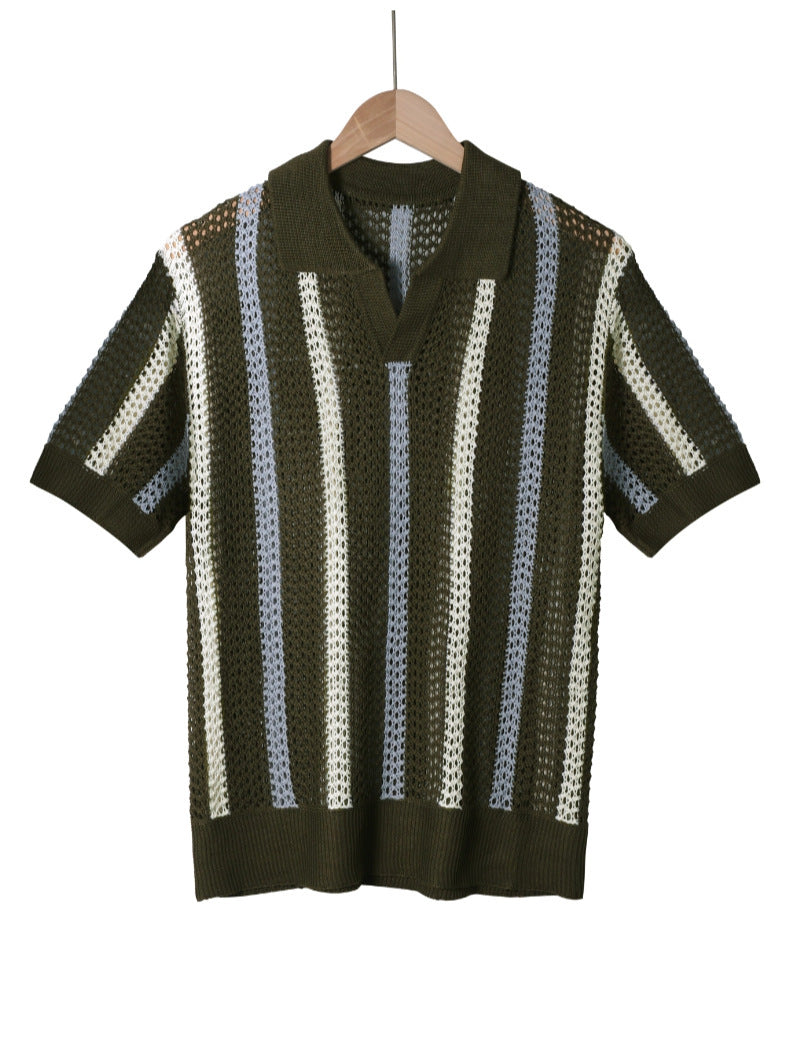 Geometric Color Block Polo Shirt
