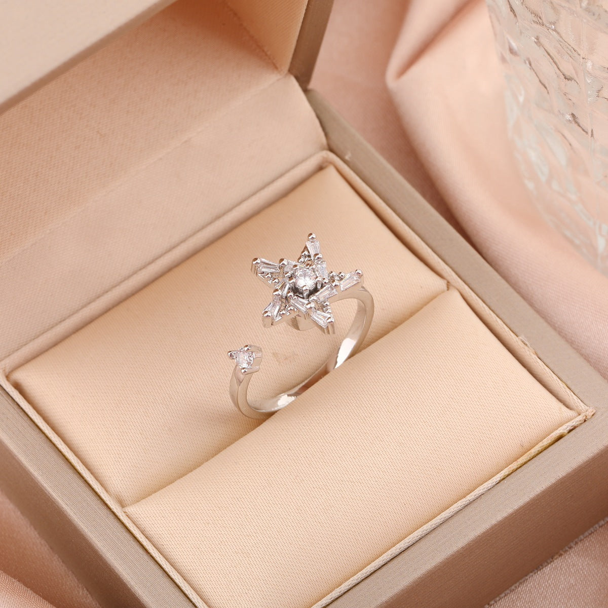 Adjustable Spinning Zircon Copper Ring