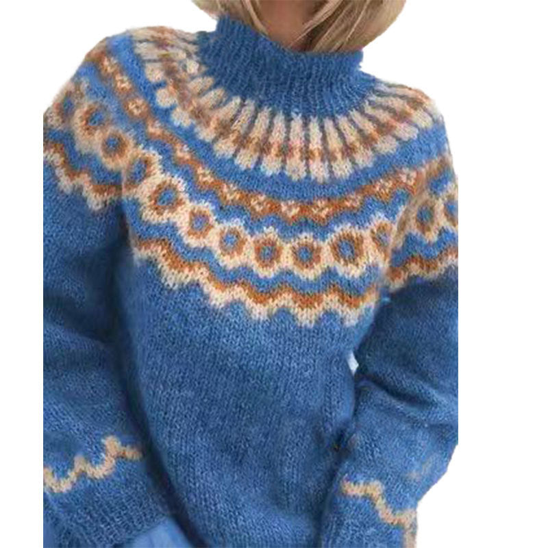 Pullover thick needle jacquard sweater women's