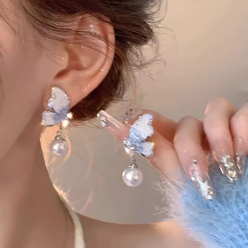 LunaPearl Butterfly Earrings Sterling Silver