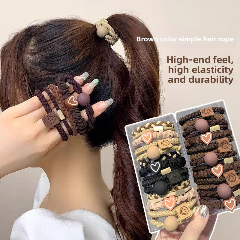 Coffee-colored high-end elastic hair tie