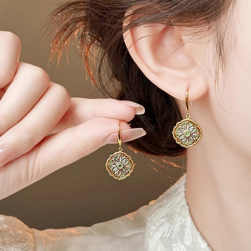 Vintage Enamel Geometric Earrings
