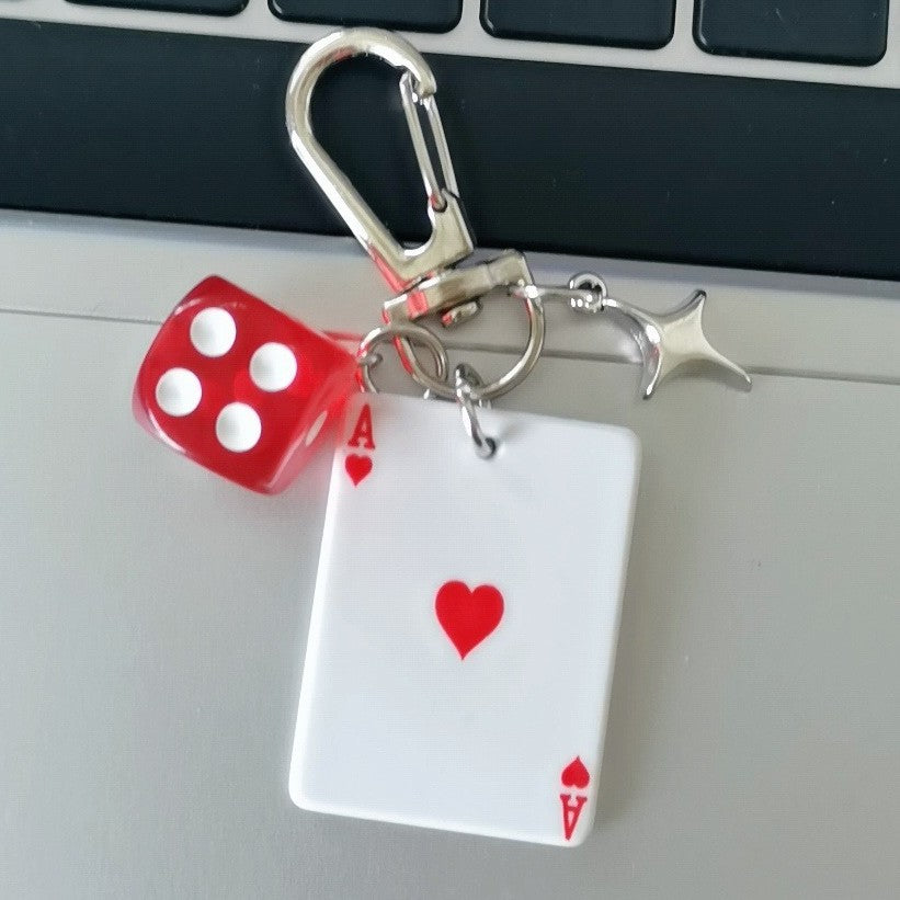 Poker Dice Metal Keychain Pendant
