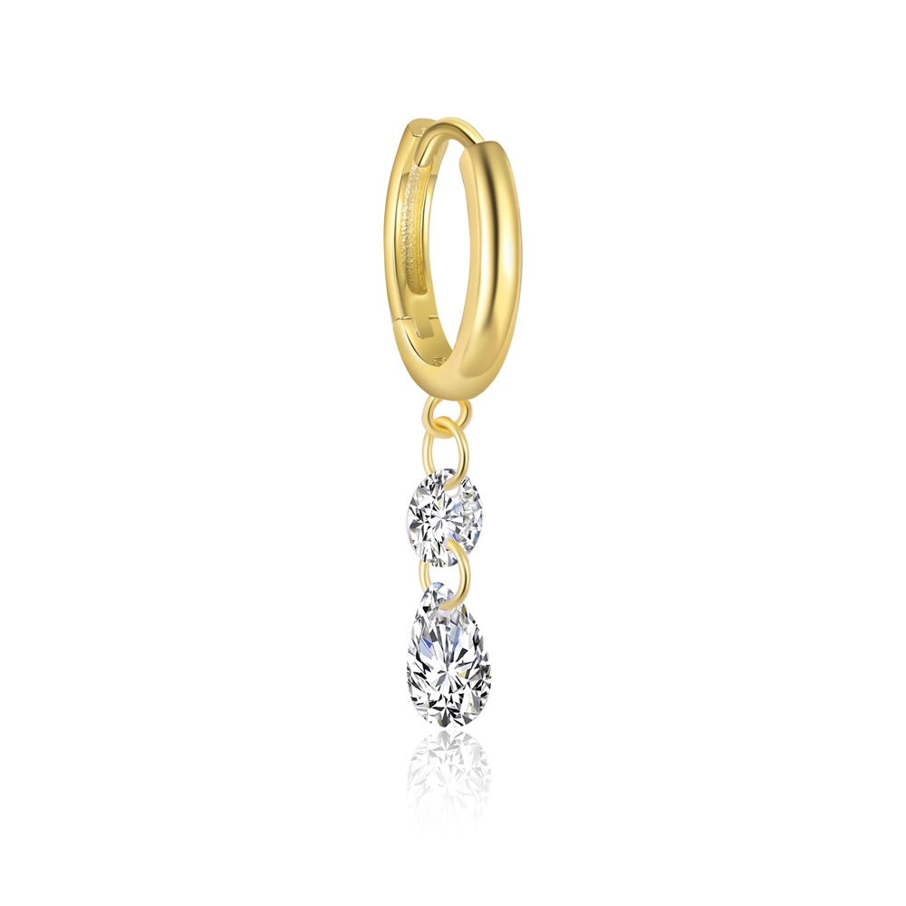 Sterling Silver Diamond Studded Drop Earrings