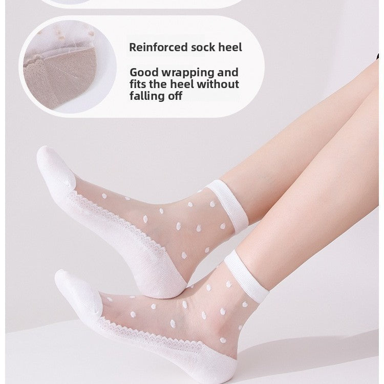 Women's Ultra-Thin Breathable Cotton Bottom Polka Dot Socks