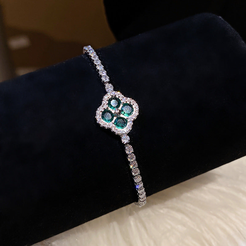 French Style Pink Zircon Flower Bracelet