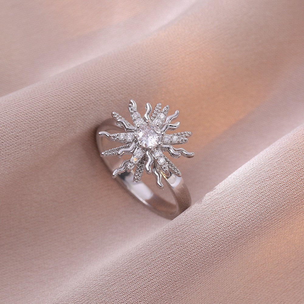 Adjustable Spinning Zircon Copper Ring