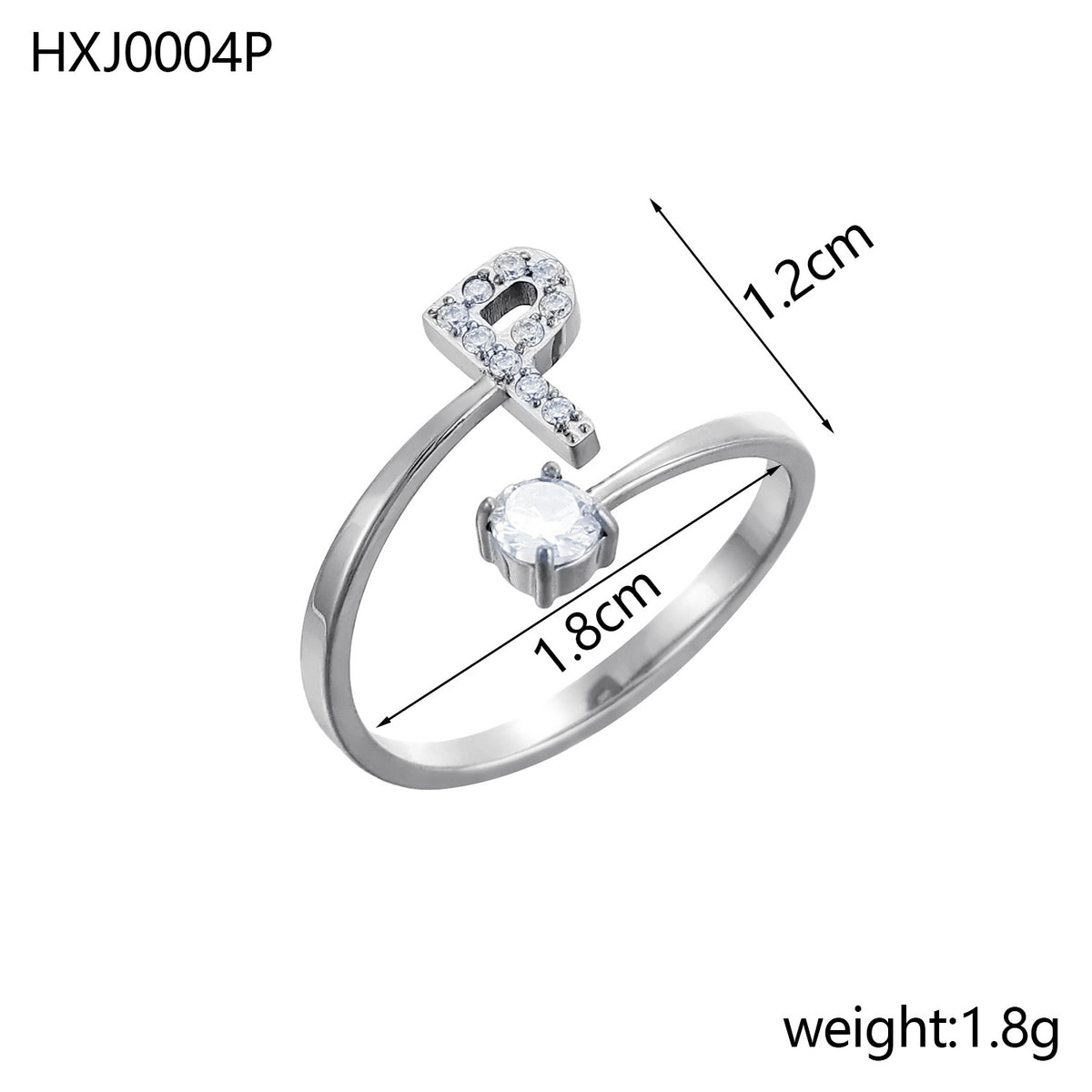 Letter Open Ring with Diamond Accents