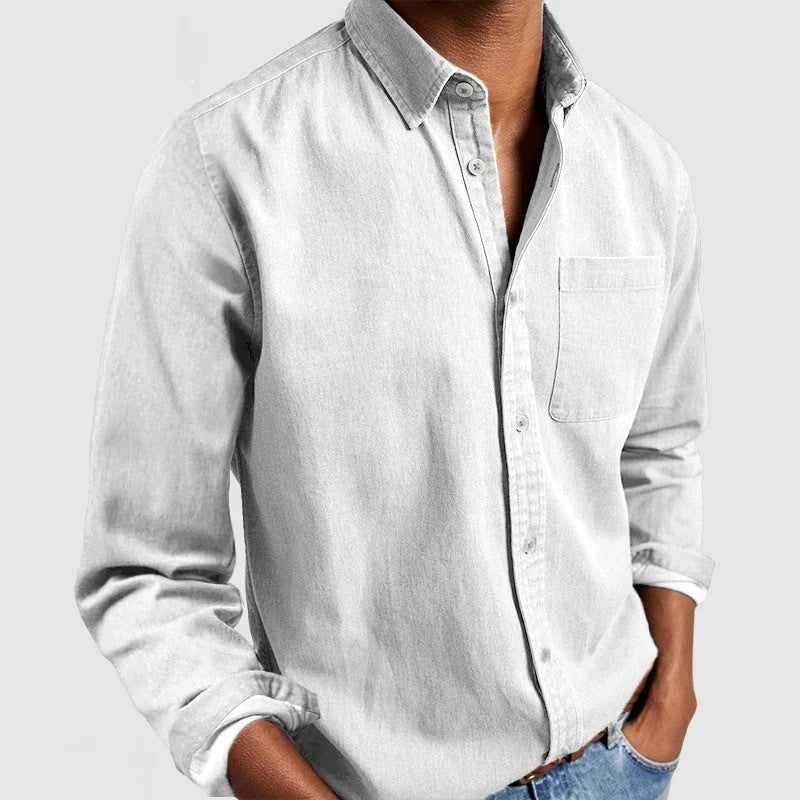 Men's Long Sleeve Turn-Down Collar Shirt in Multiple Colors