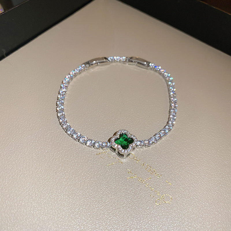 French Style Pink Zircon Flower Bracelet