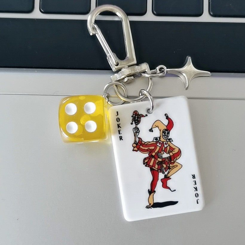 Poker Dice Metal Keychain Pendant
