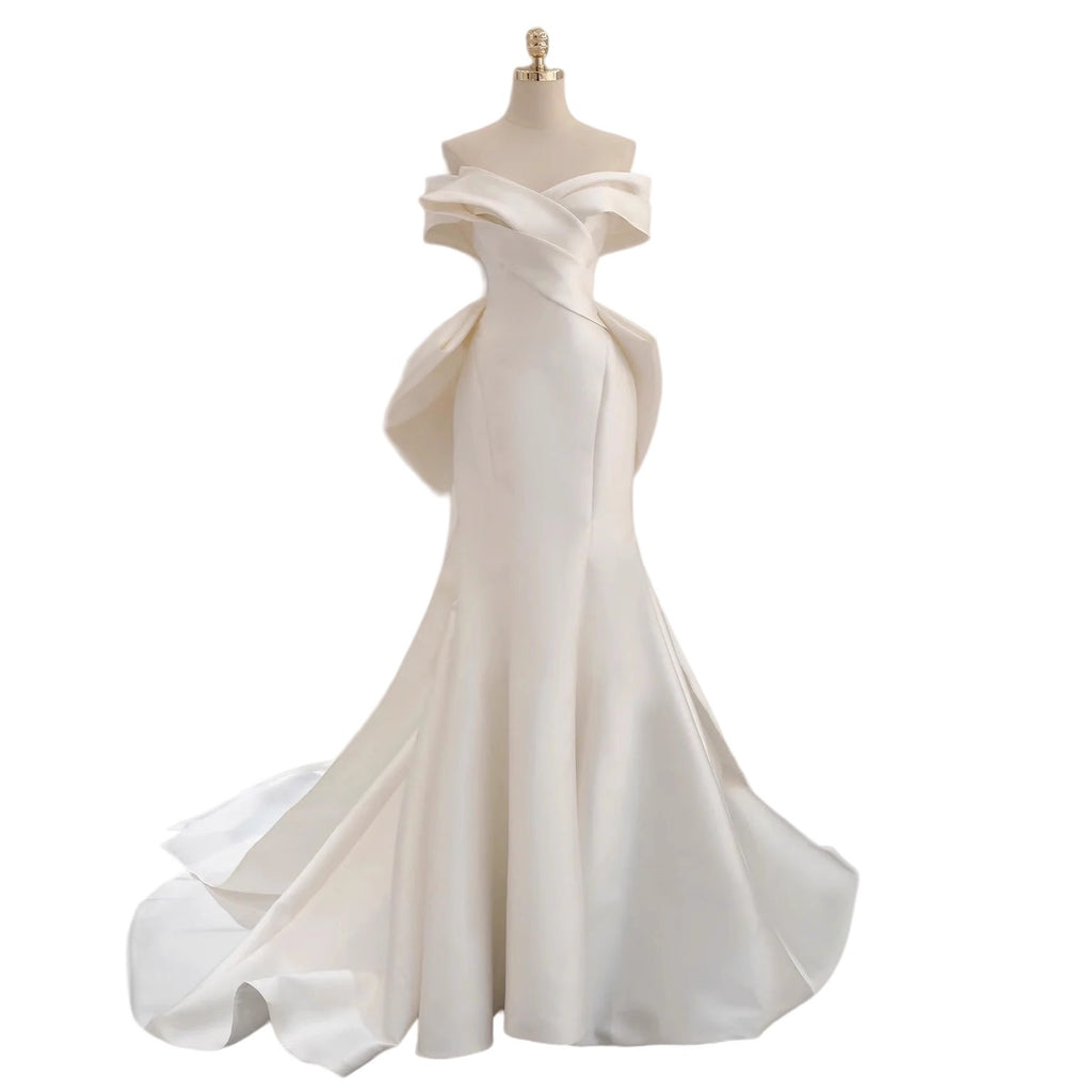 French Satin Fishtail Wedding Dress
