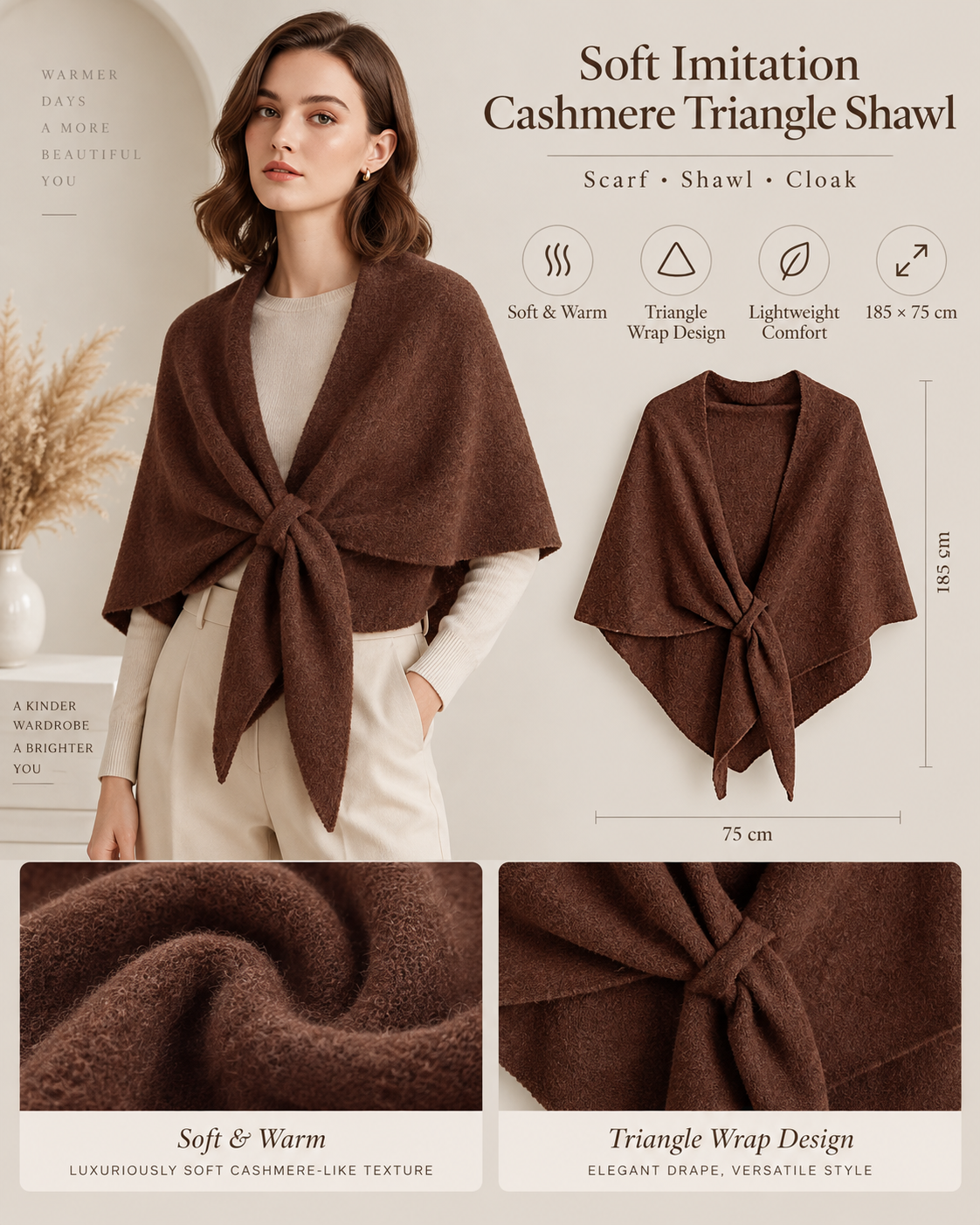 Soft Imitation Cashmere Triangle Shawl
